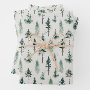 Waterverf kerstbomen vakantiepatroon inpakpapier vel