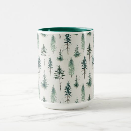 Waterverf kerstbomen vakantiepatroon mok (Midden)