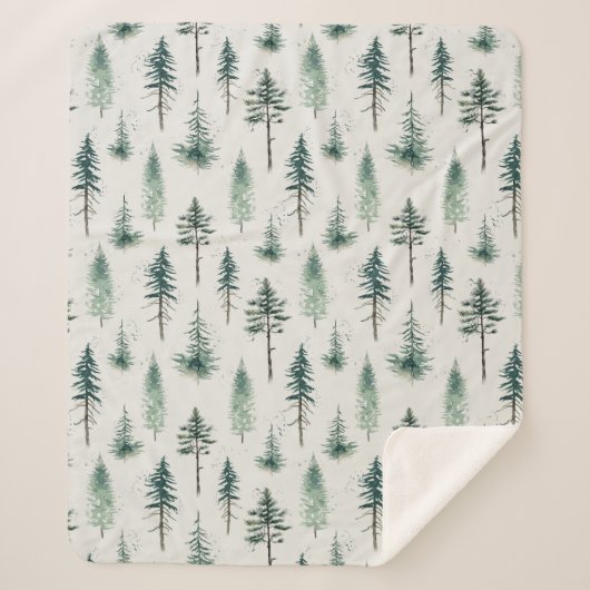 Waterverf kerstbomen vakantiepatroon sherpa deken (Voorkant)