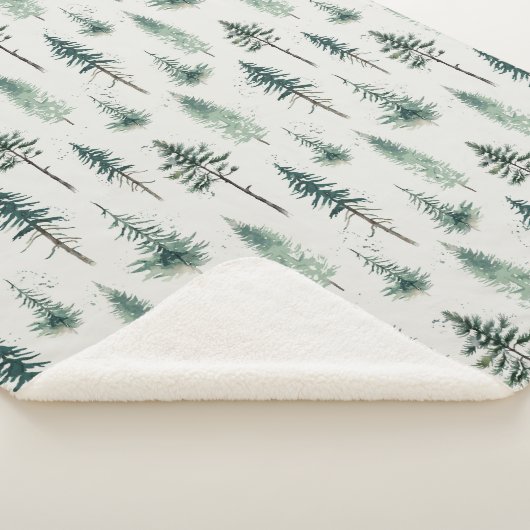 Waterverf kerstbomen vakantiepatroon sherpa deken (3/4)