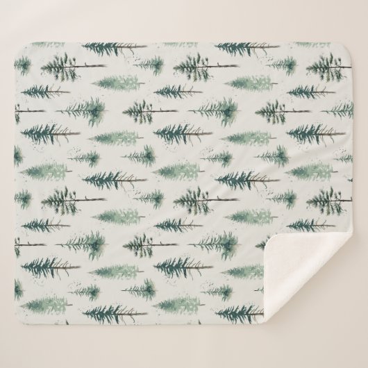 Waterverf kerstbomen vakantiepatroon sherpa deken (Voorkant (horizontaal))