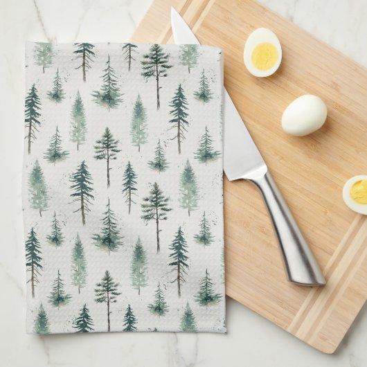 Waterverf kerstbomen vakantiepatroon theedoek (Quarter Fold)