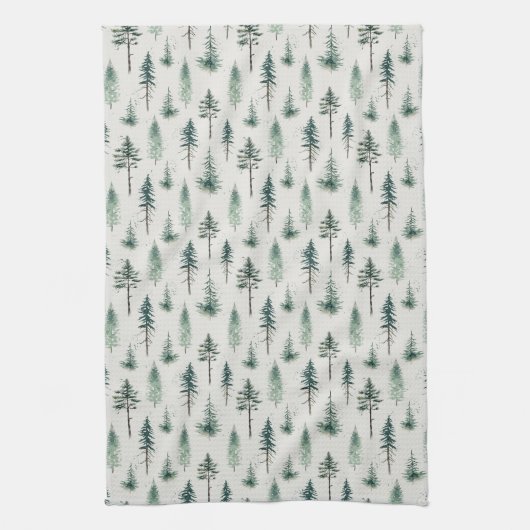 Waterverf kerstbomen vakantiepatroon theedoek (Verticaal)