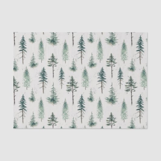 Waterverf kerstbomen vakantiepatroon tissuepapier (Voorkant)