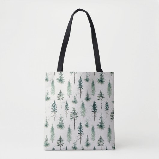 Waterverf kerstbomen vakantiepatroon tote bag (Voorkant)