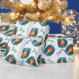 Waterverf kerstbomen — Verpakkingspapier Cadeaupapier