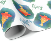 Waterverf kerstbomen — Verpakkingspapier Cadeaupapier (Rol Hoek)