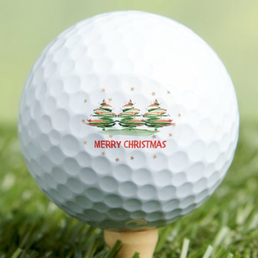 Waterverf kerstbomen - Vrolijk kerstfeest Golfballen