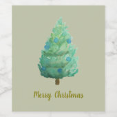 Waterverf kerstbomen wijn etiket (Enkel label)