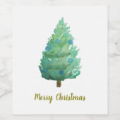 Waterverf kerstbomen wijn etiket (Enkel label)