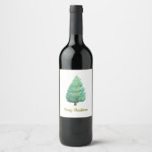 Waterverf kerstbomen wijn etiket (Voorkant)