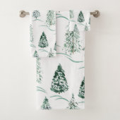 Waterverf kerstbomen. Winterbos. Bad Handdoek (Insitu)