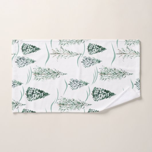 Waterverf kerstbomen. Winterbos. Bad Handdoek (Handdoek)