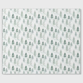 Waterverf kerstbomen. Winterbos. Cadeaupapier (Vlak)