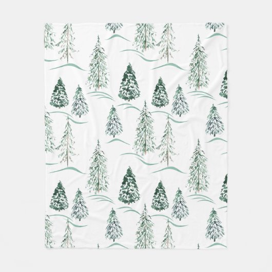 Waterverf kerstbomen. Winterbos. Fleece Deken (Voorkant)