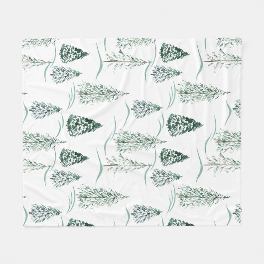 Waterverf kerstbomen. Winterbos. Fleece Deken (Voorkant (Horizontaal))