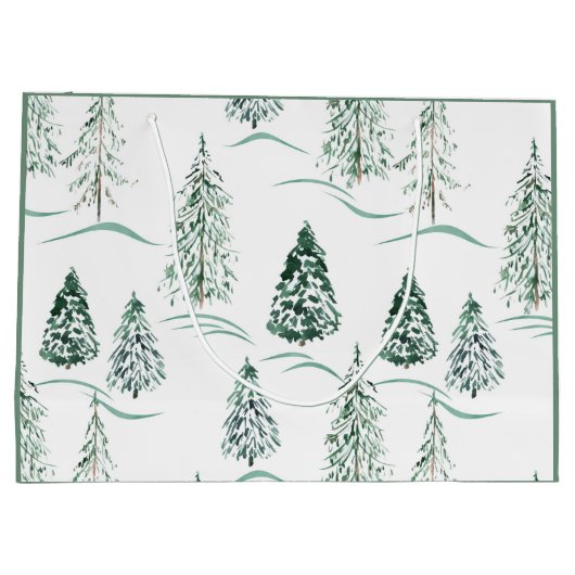 Waterverf kerstbomen. Winterbos. Groot Cadeauzakje (Achterkant)