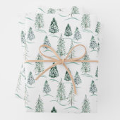 Waterverf kerstbomen. Winterbos. Inpakpapier Vel (In situ)