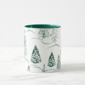 Waterverf kerstbomen. Winterbos. Mok (Midden)