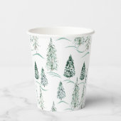 Waterverf kerstbomen. Winterbos.  Papieren Bekers (Achterkant)