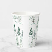Waterverf kerstbomen. Winterbos. Papieren Bekers (Links)