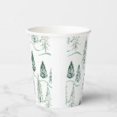 Waterverf kerstbomen. Winterbos. Papieren Bekers (Rechts)