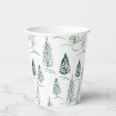 Waterverf kerstbomen. Winterbos. Papieren Bekers (Voorkant)