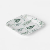 Waterverf kerstbomen. Winterbos. Papieren Bordje (Gebogen)