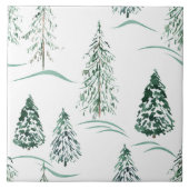 Waterverf kerstbomen. Winterbos. Tegeltje (Voorkant)