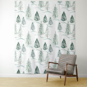 Waterverf kerstbomen. Winterbos. Wandkleed (In situ)