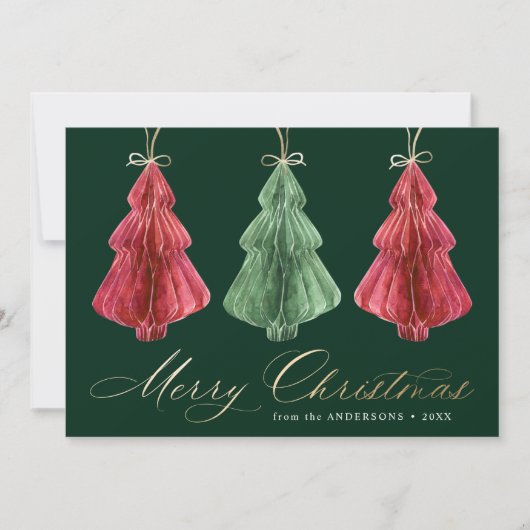 Waterverf kerstbomen zonder foto's feestdagenkaart (Voorkant)