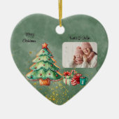 Waterverf kerstboom 2 foto's keramisch ornament (Voorkant)
