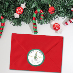 Waterverf kerstboom Aangepast retouradres Ronde Sticker