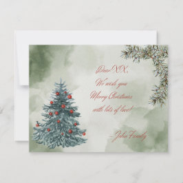 Waterverf kerstboom aanpasbaar feestdagenkaart