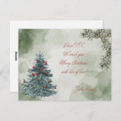 Waterverf kerstboom aanpasbaar feestdagenkaart (Voorkant / Achterkant)