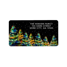 Waterverf kerstboom artistieke feestdag etiket