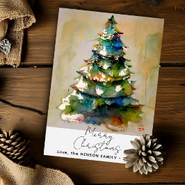 Waterverf kerstboom artistieke goudolie-Kaart Folie Uitnodiging