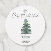 Waterverf kerstboom baby shower bedankjes labels (Voorkant)
