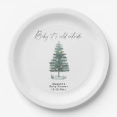 Waterverf kerstboom baby shower papieren bordje (Voorkant)