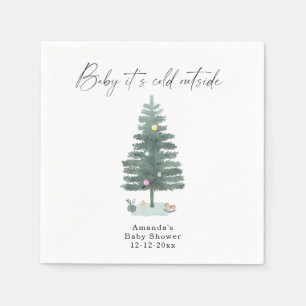 Waterverf kerstboom baby shower servet