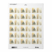 Waterverf kerstboom ballen goud etiket (Full Sheet)