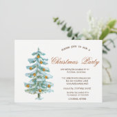 Waterverf kerstboom, ballen, Groen Bedrijf Kaart (Staand voorkant)