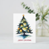 waterverf kerstboom begroeting feestdagenkaart (Staand voorkant)