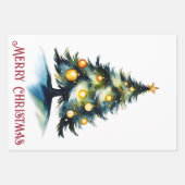 waterverf kerstboom begroeting inpakpapier vel (Voorkant 3)