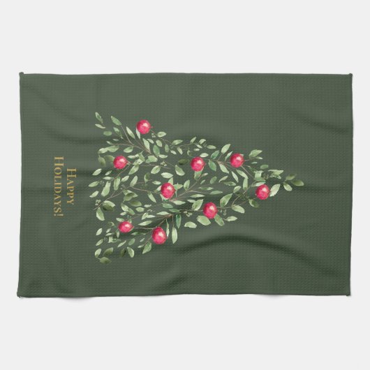 Waterverf Kerstboom Bladergroen Theedoek (Horizontaal)