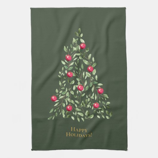 Waterverf Kerstboom Bladergroen Theedoek (Verticaal)