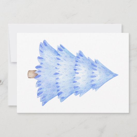 Waterverf kerstboom Blauwe winter Kaart (Voorkant)