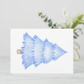 Waterverf kerstboom Blauwe winter Kaart (Staand voorkant)
