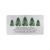 Waterverf kerstboom Boerderij grijs retouradres Etiket (Voorkant)