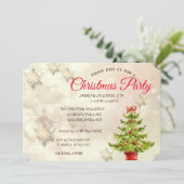 Waterverf kerstboom, Bokeh Corporate Party Kaart (Staand voorkant)